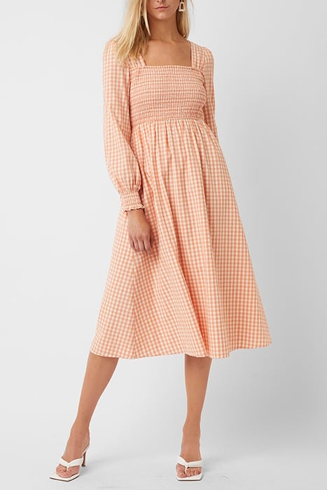 CLASSIC GINGHAM LS SQR NK DRS ORANGE 1