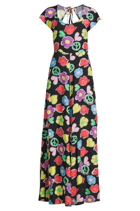 OPEN-BACK GRAPHIC-PRINT DRESS BLACK 3