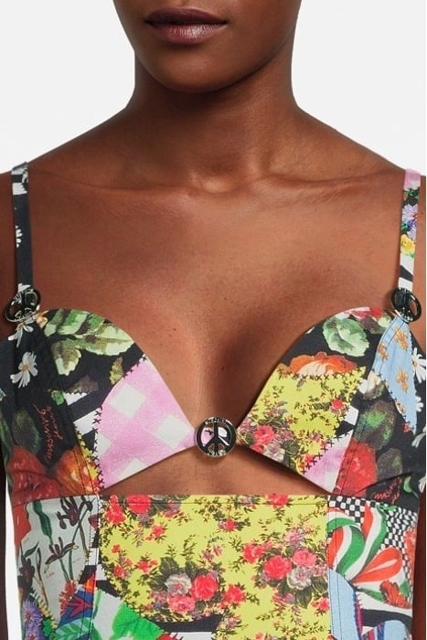 PEACE SIGN-MOTIF PANELLED MINIDRESS GREY 4