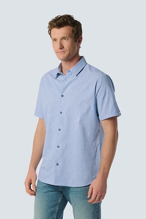 SHIRT SHORT SLEEVE 2 TONE WITH LINEN COBALT 1
