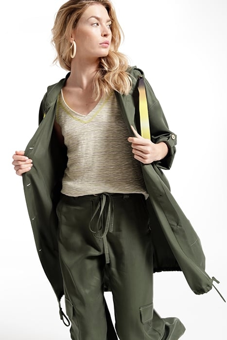 LYOCELL ZUGOR COAT KAKI STITCHES CAMEL 1