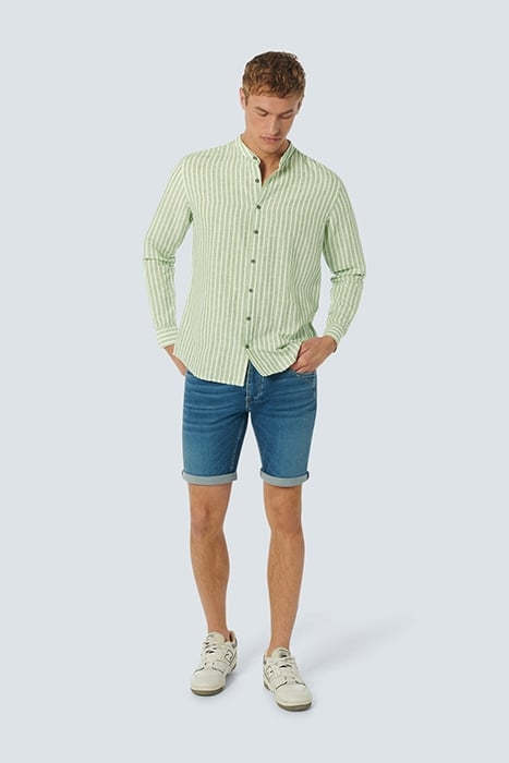 SHIRT GRANDDAD STRIPE WITH LINEN GREEN 3