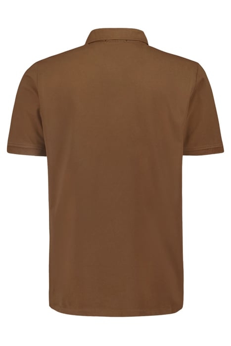 POLO ZIP PIQUE GARMENT DYED STRETCH BROWN 5