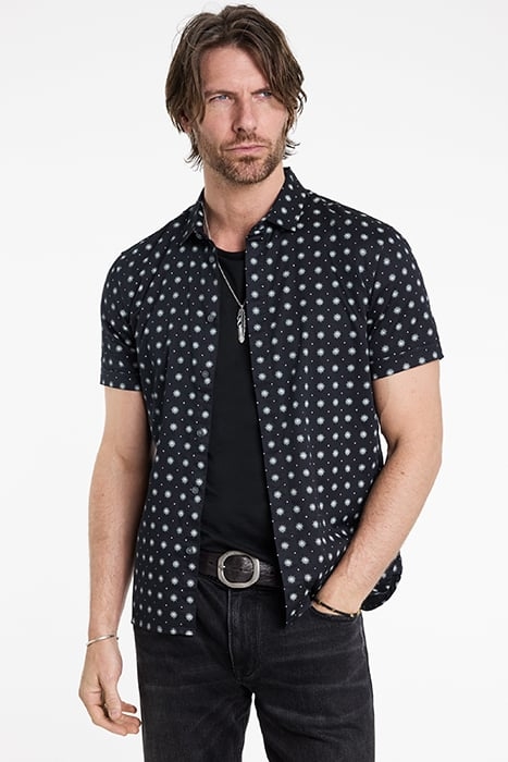 LOREN SHORT SLEEVE SHIRT WITH STARBURST BLACK WHITE 1