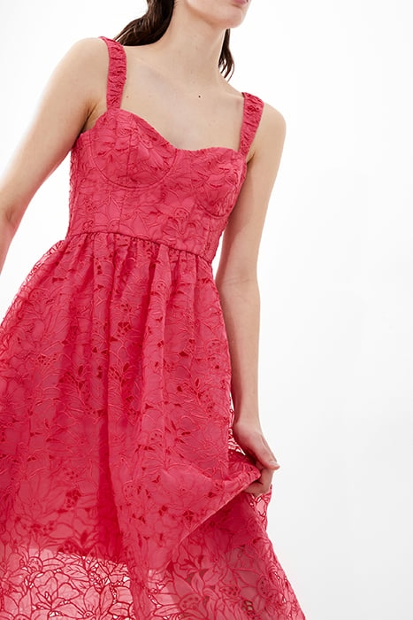 EMBROIDERED LACE STRAPPY DRESS RED 3