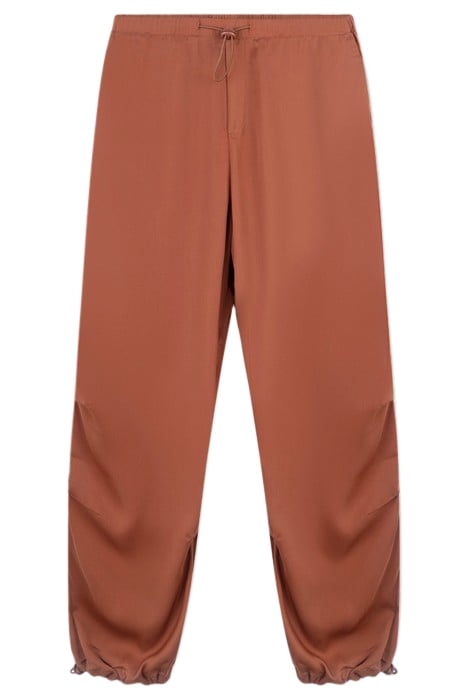 SATIN PARACHUTE PANTS SADDLE BROWN 4