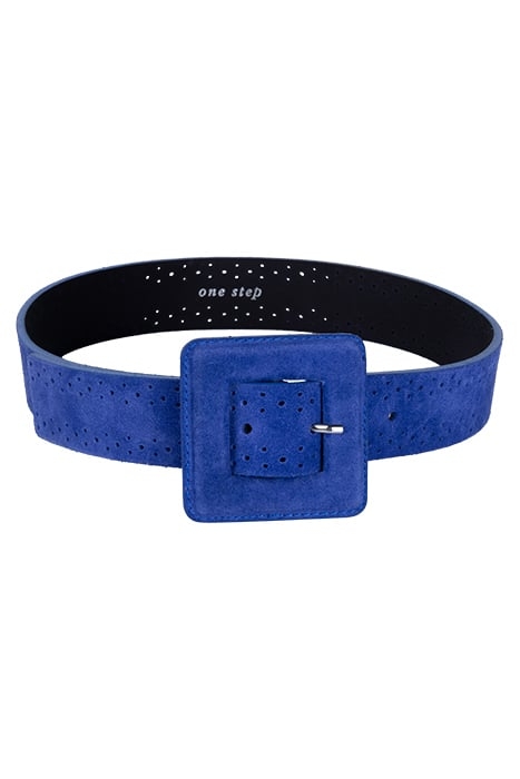 AVRIL - SANTORIN BLUE BELT IN CERTIFIED PERFORATED SUEDE LEA 2
