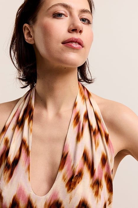 HALTER DRESS BLURRED ZIG ZAG PRINT MULTICOLOUR 4