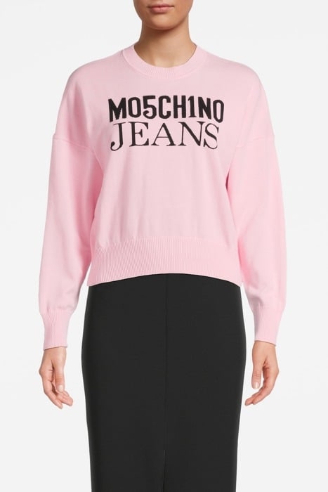 JACQUARD LOGO COTTON SWEATER PINK 1