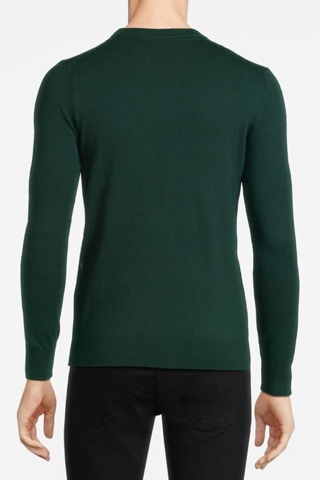 COTTON MERINO CREW NECK JUMPER DARK GREEN 2
