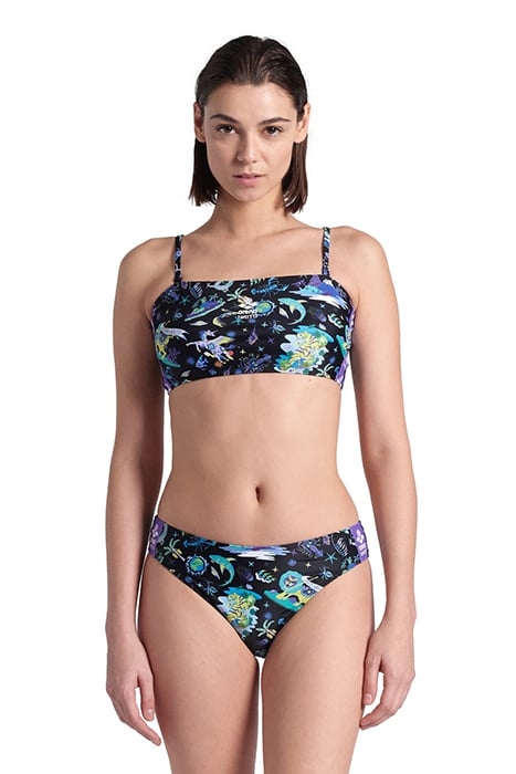 WOMEN'S ARENA FUN PLANET BIKINI BANDEAU BLACK MULTI 1