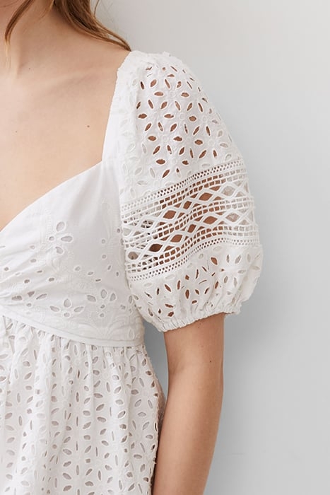 FRENCH CONNECTION ALISSA COTTON BRODERIE DRESS LINEN WHITE 4