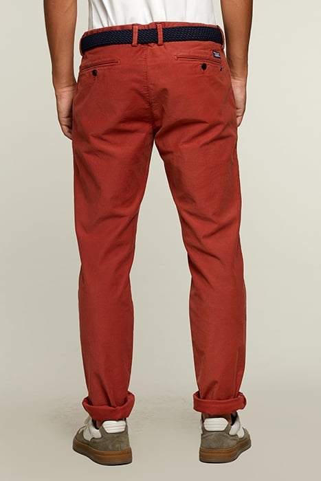 SLIM FIT COTTON CHINO TERRA RED 2