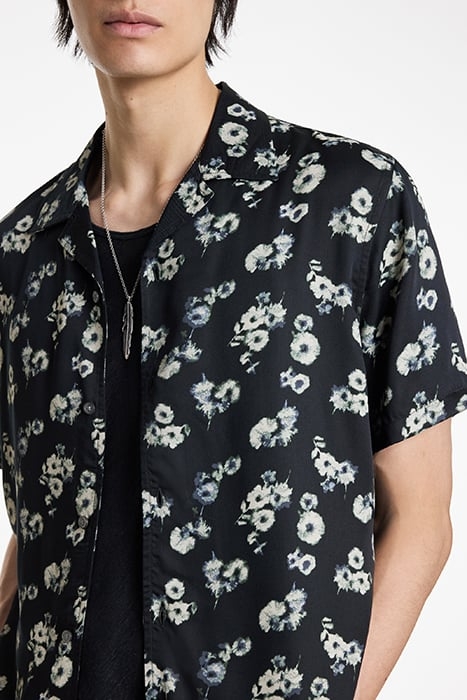 DAN CAMP COLLAR SHIRT WITH WATERCOLOR PR BLACK WHITE 3