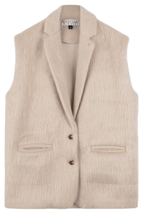 HAIRY SLEEVELESS BLAZER SEPIA SAND 3