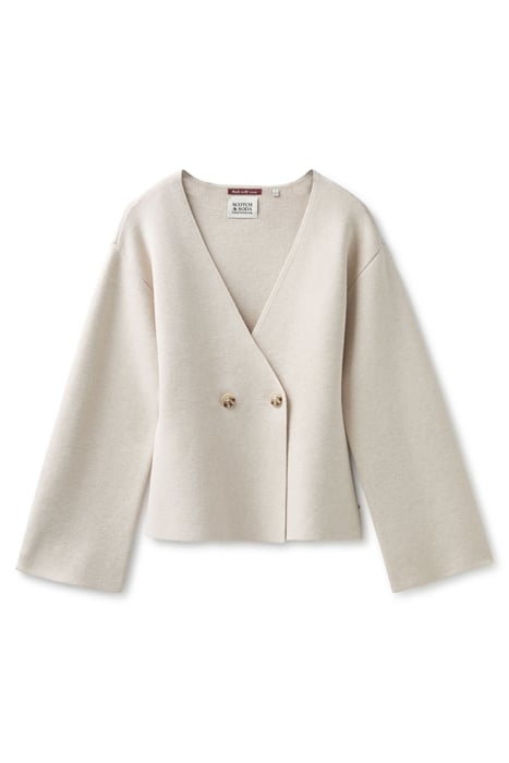 DOUBLE BREASTED FULL SLV CARDI OATMEAL HEATHER 3