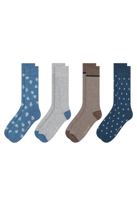 4PK MENS NON TERRY DRESS CREW BLUE 1