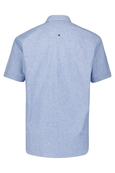 SHIRT SHORT SLEEVE 2 TONE WITH LINEN COBALT 5