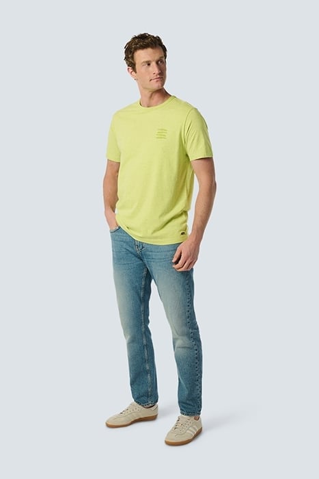 T-SHIRT CREWNECK PLACED PRINTS GARMENT DYED MELANGE LIME 3