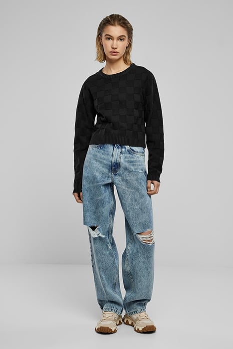 LADIES CHECK KNIT SWEATER BLACK 3