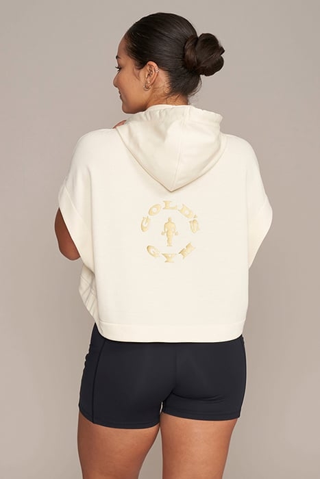 ALBA - WOMEN'S CROPPED SLEEVELESS HOODIE CREME 2