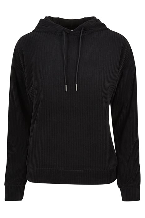 LADIES VELVET RIB HOODY BLACK 4
