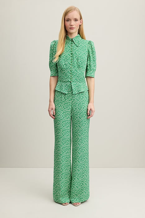 ELSIE RIBBON BUTTON-DOWN SHIRT GREEN 2