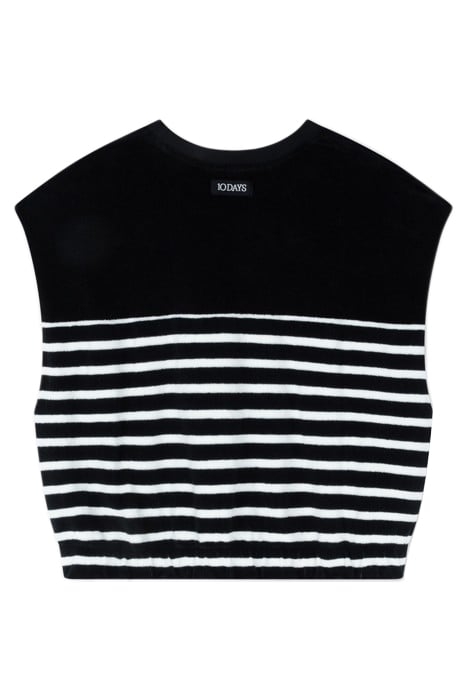 TERRY SLEEVELESS SWEATER STRIPES BLACK/ECRU 4