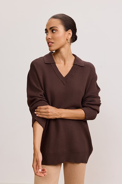 OLLY POLO SWEATER CHOCOLATE 1