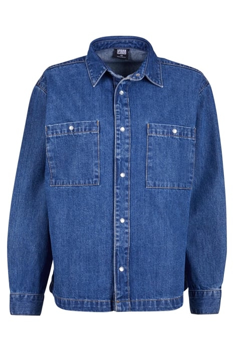 LADIES OVERSIZED DENIM SHIRT MID INDIGO WASHED 4