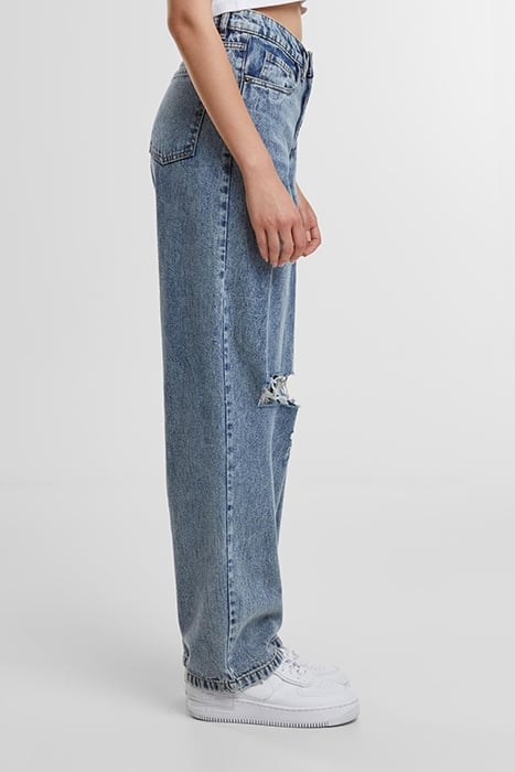 LADIES DISTRESSED 90'S WIDE LEG DENIM PANTS VINTAGE LIGHTBLU 7
