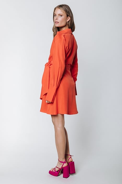 HETTE UNI WRAP MINI DRESS BRIGHT ORANGE 5