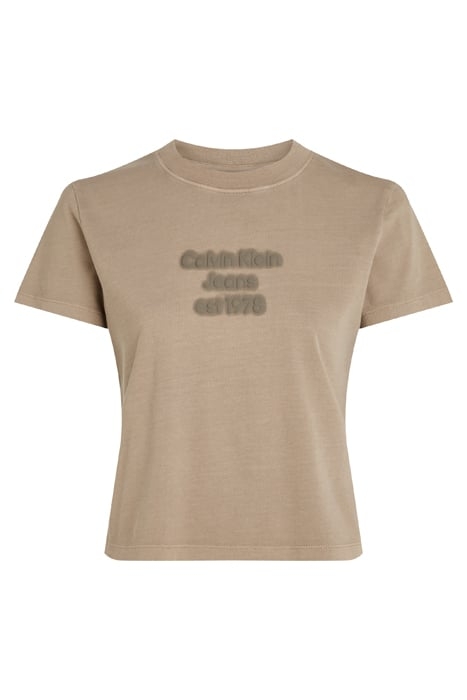 CALVIN KLEIN SLIM FIT WASHED PUFF PRINT T-SHIRT TAUPE GRAY 4