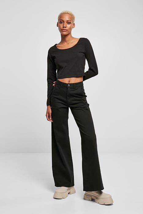 LADIES ORGANIC WIDE NECK CROPPED LONGSLEEVE BLACK 3