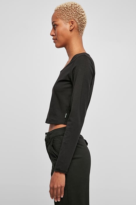 LADIES ORGANIC WIDE NECK CROPPED LONGSLEEVE BLACK 6