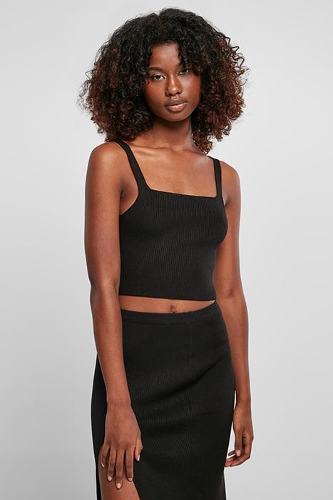 LADIES CROPPED KNIT TOP BLACK 1