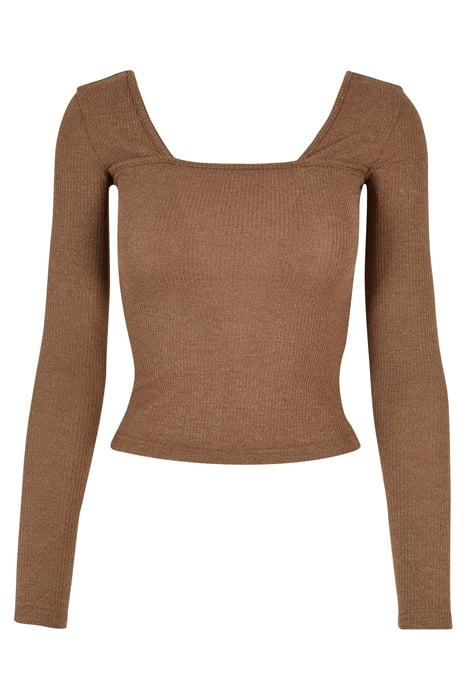 LADIES RIB SQUARED NECKLINE LONGSLEEVE DARKKHAKI 4