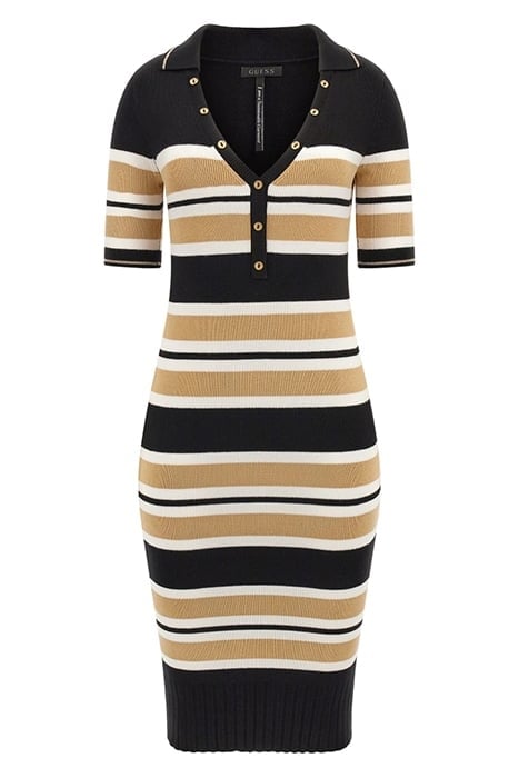 MAIA SS DRESS SWTR BLACK WHITE TAUPE ST 4