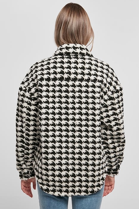 LADIES AOP SHERPA OVERSHIRT BLACKHOUNDSTOOTH 2