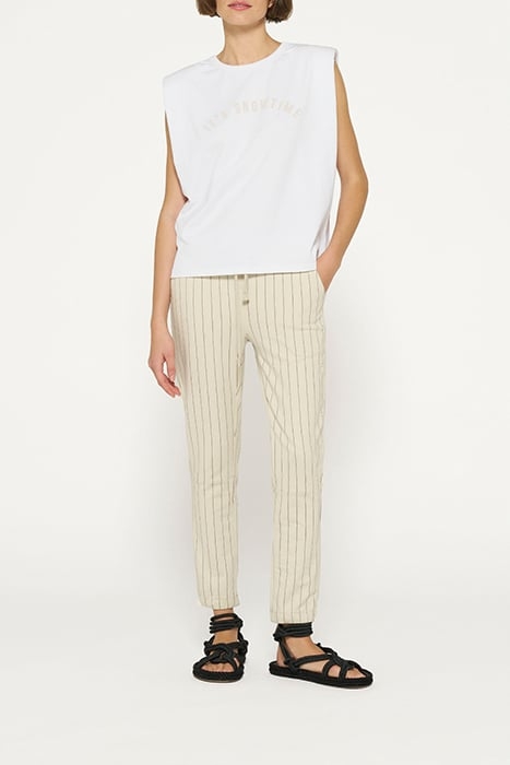 CROPPED JOGGER PINSTRIPE LIGHT SAFARI 2