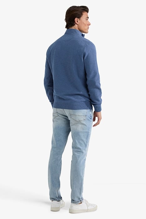 STRUCTURED ZIP MOCK SWEATER VINTAGE BLUE 3