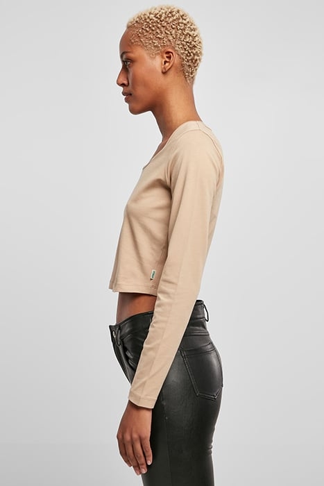 LADIES ORGANIC WIDE NECK CROPPED LONGSLEEVE UNIONBEIGE 6