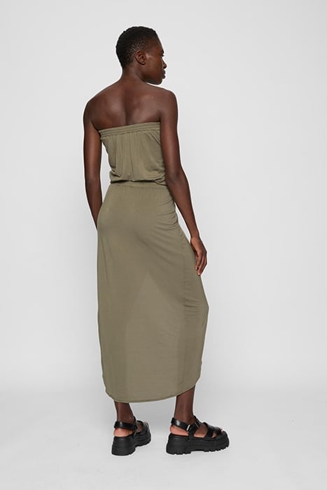 LADIES VISCOSE BANDEAU DRESS OLIVE 2