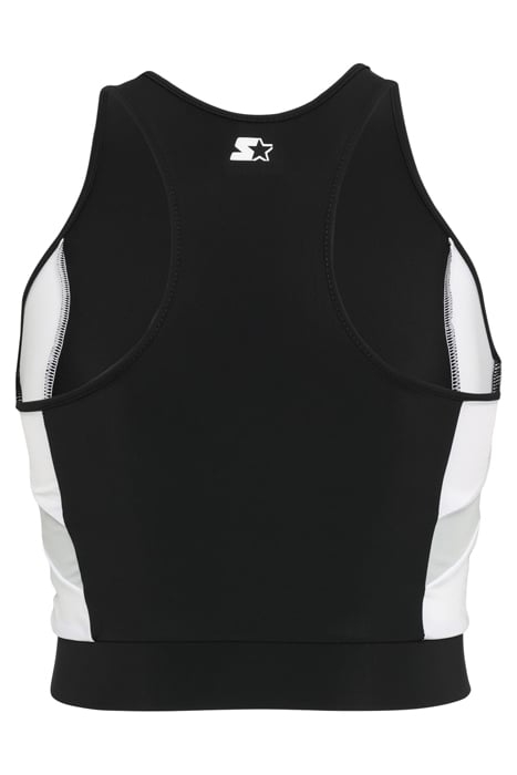 LADIES STARTER SPORTS CROPPED TOP BLACK/WHITE 5