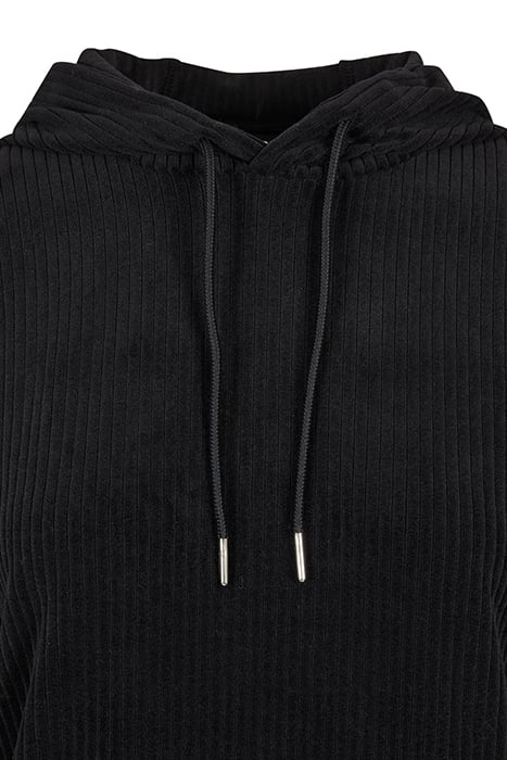 LADIES VELVET RIB HOODY BLACK 8