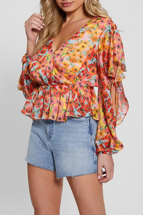 GUESS ECO LS SASKIKA DRAPY TOP BOTANICAL SUNRAYS PR 6