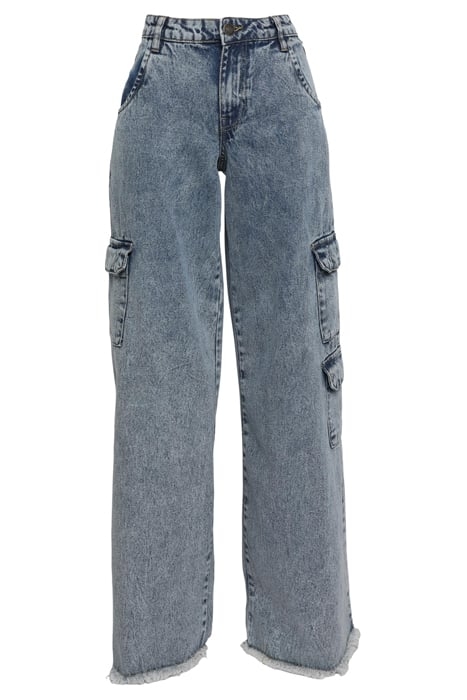 LADIES MID WAIST CARGO DENIM PANTS VINTAGE LIGHTBLUE WASHED 4