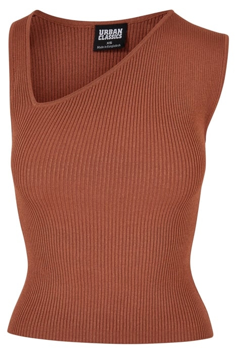 LADIES RIB KNIT ASYMMETRIC TOP TERRACOTTA 4