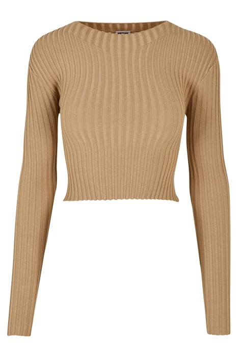 LADIES SHORT RIB KNIT TWISTED BACK SWEATER UNIONBEIGE 4