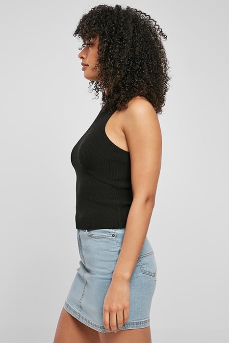 LADIES SHORT RIB KNIT TURTLENECK TOP BLACK 6